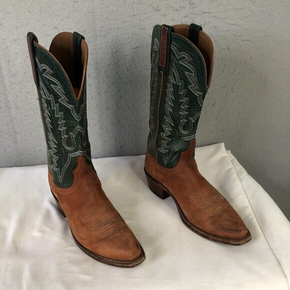 Lucchese Shoes - Lucchese 1883 Boots Womens Size 6.5 Brown Green Leather Western Cowboy Cowgirl
